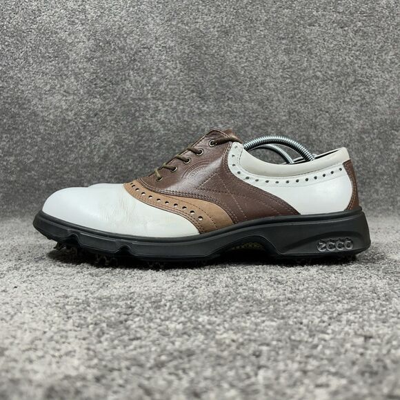 Ecco Hydromax Classic Oxford Men\'s Size 45 White Brown Leather Golf Shoes Used main image 4